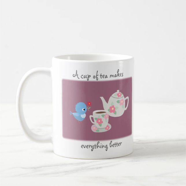 Mug Le thé rend tout mieux mignonne Tea Lover cadeau (Gauche)