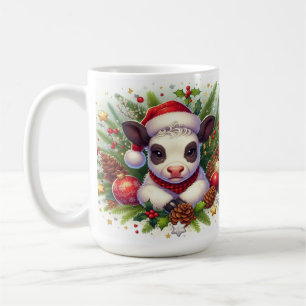 Mug Le veau mignon dans l'arrangement de Noël festif