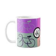 Le vélo de monogramme ajuste le pourpre, la pêche