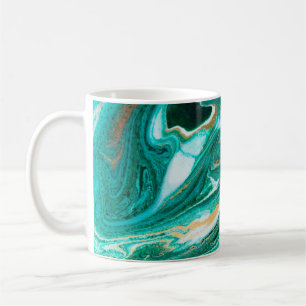 Mug Le vert et l'or ondule d'agate arrière - plan. Or
