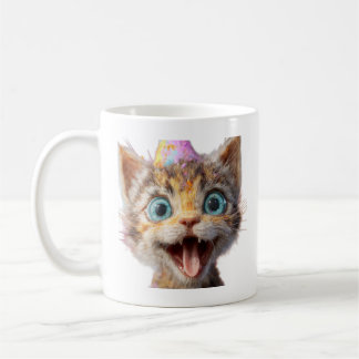 Mug le visage d'un chaton figé en mode derp pur