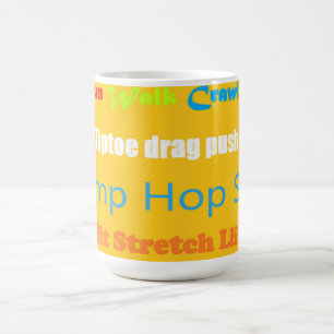 Mug Leap Hop Skip Lean Text Design couleurs mélangées