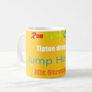 Mug Leap Hop Skip Lean Text Design couleurs mélangées