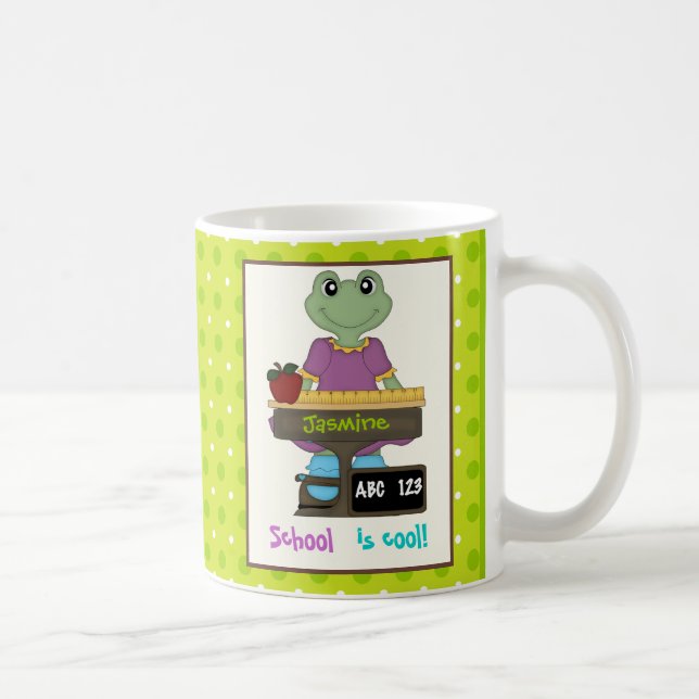 Mug L'école est cool ! Grenouille à son bureau Retour  (Droite)