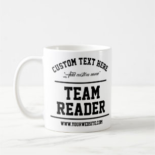 Mug Lecteur d'équipe. Blanc et Noir modernes. Modèle d