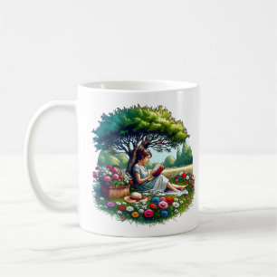 Mug Lecture d'un livre sous un arbre lors d'une journé