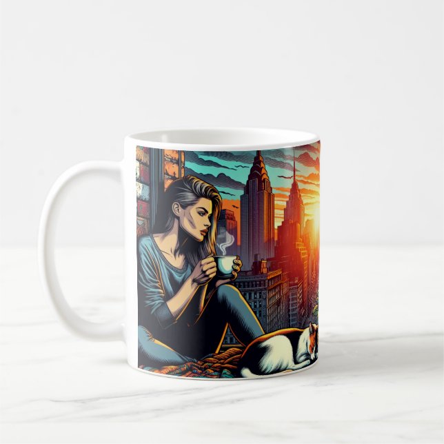 Mug Lecture d'une femme dans la fenêtre de la ville av (Gauche)