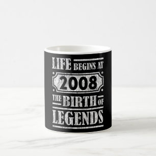 Mug Légendaire Né en 2008 Cadeau d'anniversaire Rétro