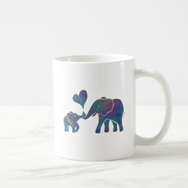 Mug L'éléphant étreint la maman et le bébé (Droite)