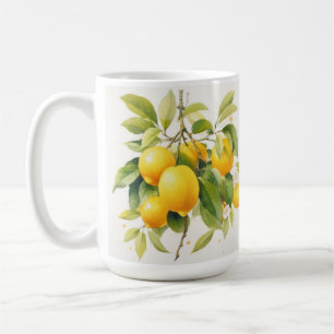 MUG LÉMONS JAUNES RÉALISTES SUR LES BRANCHES DE LÉMON