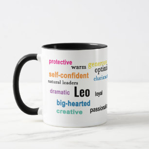 Mug Leo coloré Traits signe zodiaque Nom personnalisé