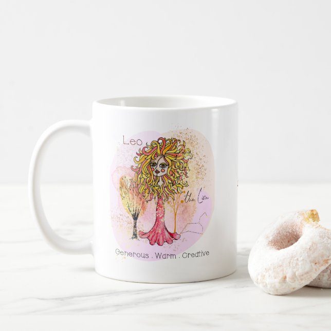 Mug Leo La Personnalité Lion Traits Zodiac Nom Du Sign (Avec donut)
