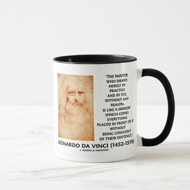 Mug Leonardo da Vinci Peintre Pratique Raison Miroir (Droite)