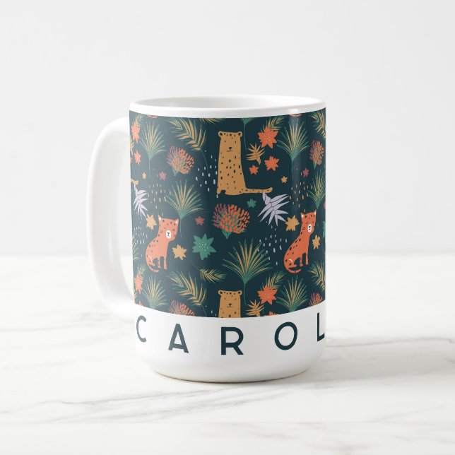 Mug Leopard de Jungle personnalisé | Coupe d'enfan (Devant gauche)