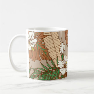 Mug Léopard fourrure tropicale feuille fleurs d'hibisc