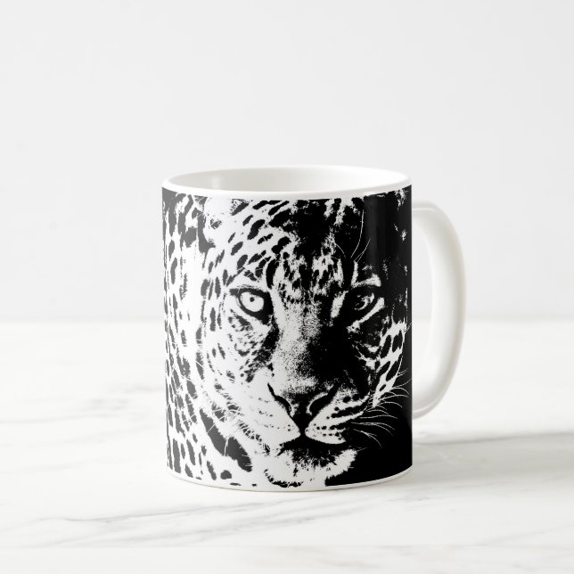 Mug Leopard Head Pop Art Moderne Animaux Modèles (Devant droit)