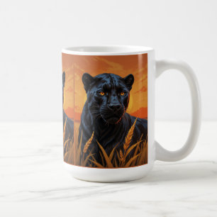Mug Léopard noir et savane africaine
