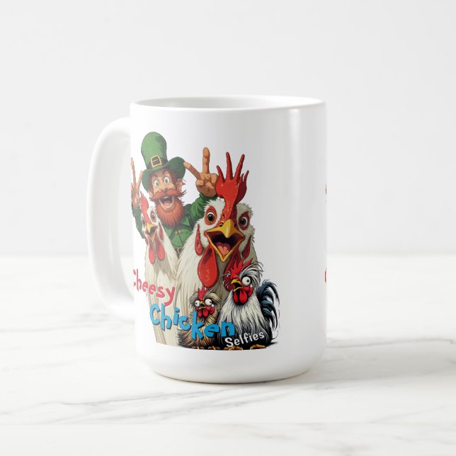 Mug "Leprechaun Selfie" Chessy Chicken Selfies (Devant gauche)