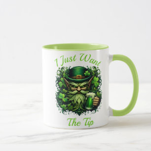 Mug Leprechaun Whimsical Boire Une Bière Frothy