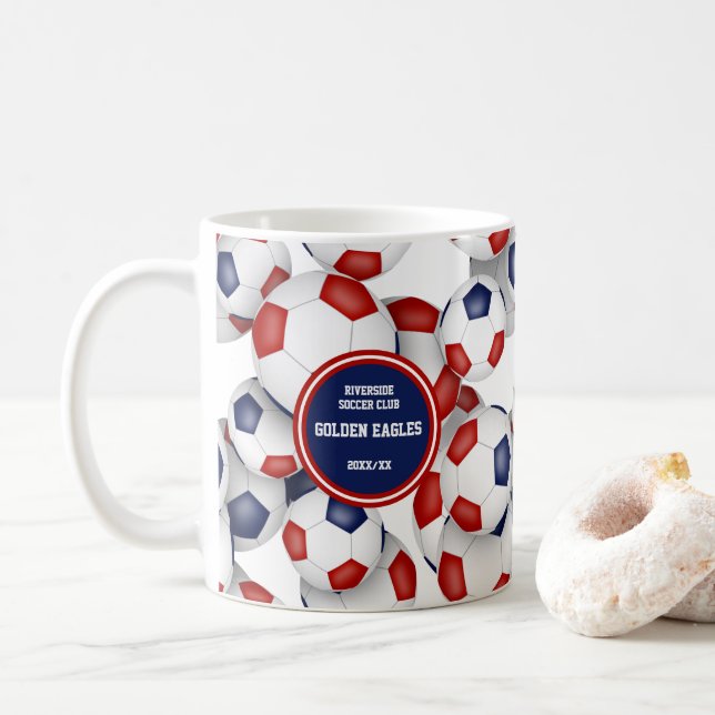 Mug L'équipe de football bleu rouge couleurs cadeau po (Avec donut)