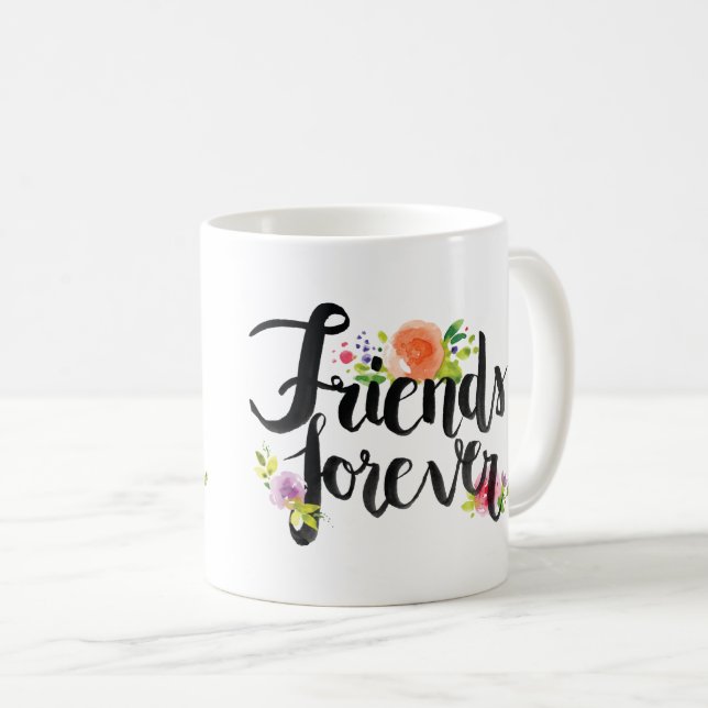 Mug Les amis attaquent pour toujours avec des fleurs (Devant droit)