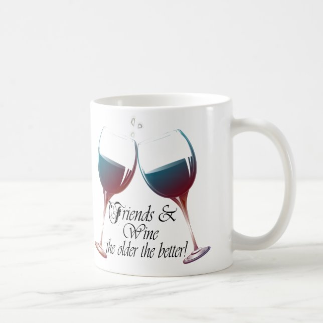 Mug Les amis et Wine plus l'art meilleur de vin est (Droite)