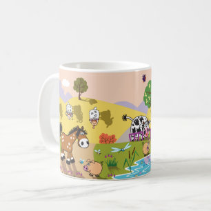 Mug les animaux de ferme de dessins animés. Illustrat