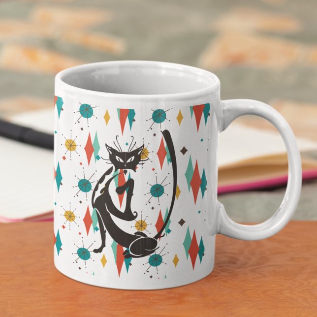 Mug Les années 50 moderne du milieu du siècle - Chat C (Créateur téléchargé)