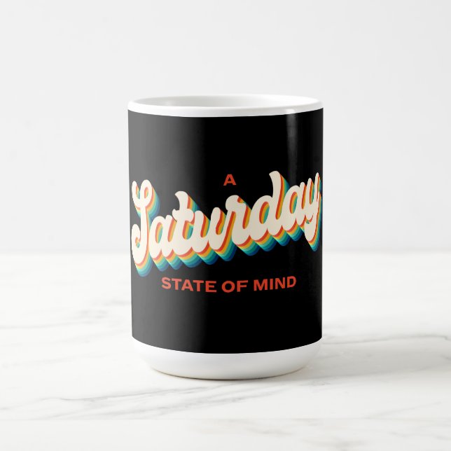 Mug les années 70 Style Samedi État d'esprit Logo rétr (Centre)