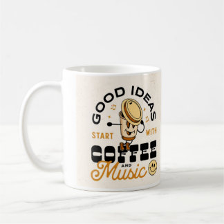 Mug Les bonnes idées commencent par le café et la musi