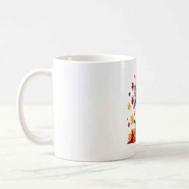 Mug Les chats jouent dans les feuilles d'automne (Gauche)
