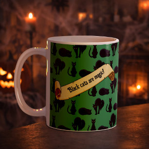 Mug Les chats noirs sont magiques ! Rayure d'art pixel