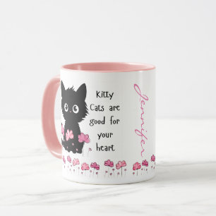 Mug Les chats sont bons pour le coeur, le chaton noir