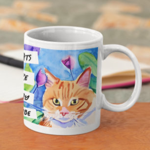 Mug Les chats sont ma tribu Chat orange et fleurs