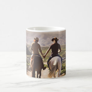 Mug Les Chevaux Romantiques Tenant Les Mains Peint