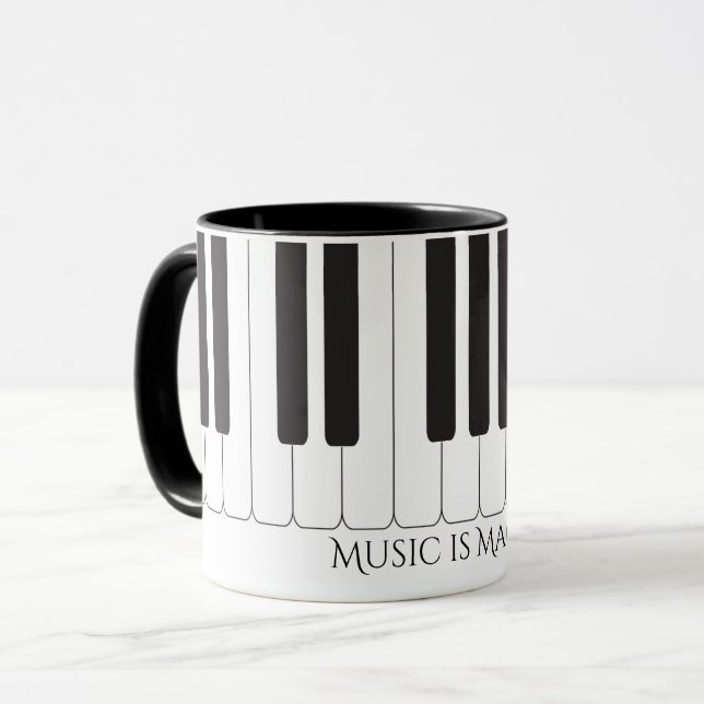 Mug Les clés faites sur commande de piano de bois (Devant gauche)
