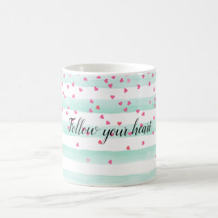 Mug Les Coeurs de Confetti roses à la menthe blanche  