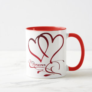 Mug Les Coeurs Forever rouge sur blanc