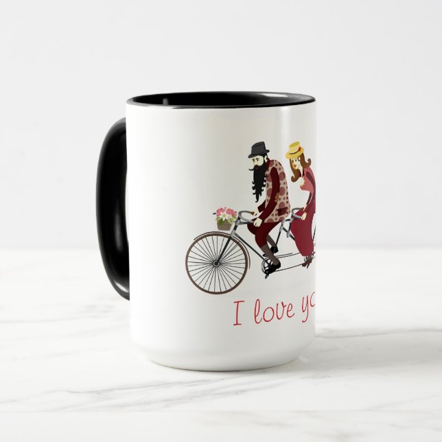 Mug Les couples affectueux sur une bicyclette tandem (Devant gauche)