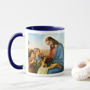 Mug Les enfants vintages apportent des fleurs à Jésus-