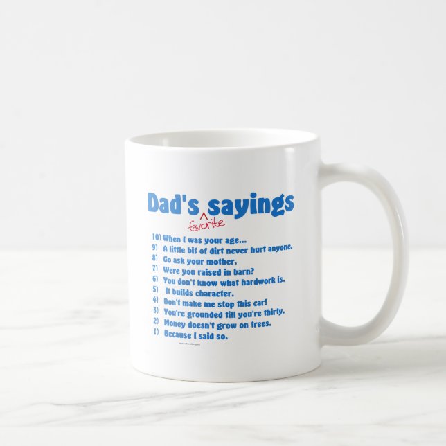Mug Les énonciations préférées du papa sur des cadeaux (Droite)