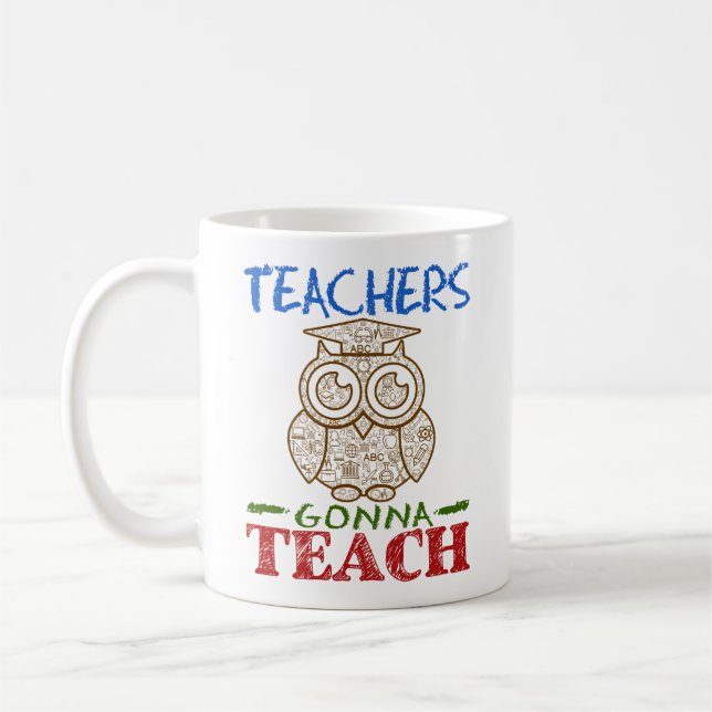 Mug Les enseignants vont enseigner un joli hibou (Gauche)