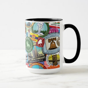 Mug Les Etats-Unis voyagent motif d'autocollant