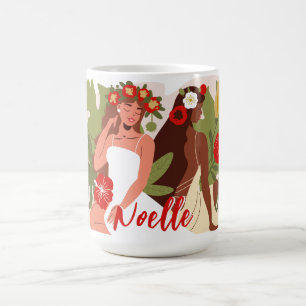 Mug Les femmes dans le jardin, Fleurs rouges Le feuill