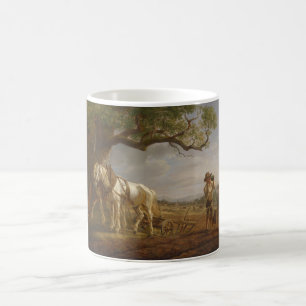 Mug Les fermiers se reposent dans un champ avec des ch