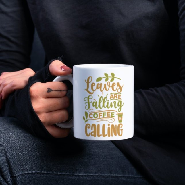 Mug Les feuilles tombent et appellent du café (Créateur téléchargé)
