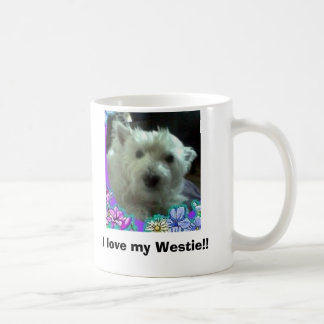 Mug les fleurs bleues, j'aime mon Westie ! !