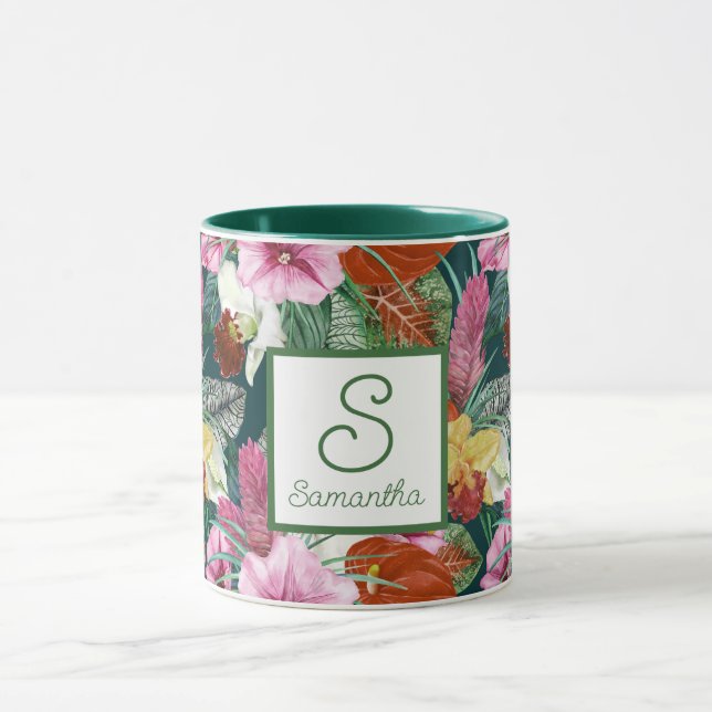 Mug Les fleurs du paradis côtier monogramme (Centre)
