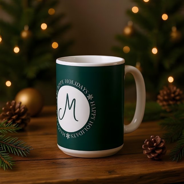 Mug Les flocons de neige Joyeuses Vacances Vert foncé  (Créateur téléchargé)