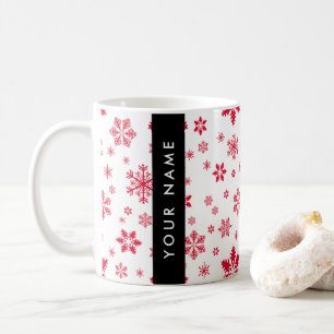 Mug Les flocons rouges, Votre nom, Personnalisez